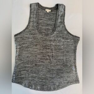 NWOT Pilcro by Anthropologie Gray Knit Tank Top with Sequin Detail